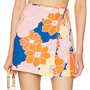 Rails 100% Linen Mateo Wrap Skirt In Flower Power Size Small